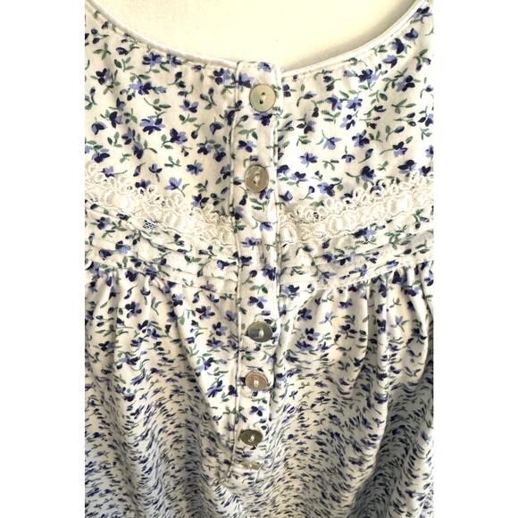 EILEEN WEST Longsleeve Flannel Floral Sleep Dress Loungewear Size L - Picture 2 of 5